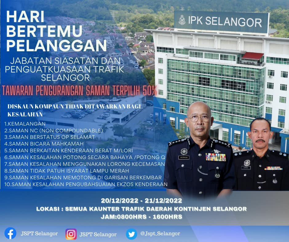 50% Diskaun Saman Trafik Di Semua Kaunter Trafik PDRM Selangor | Mynewskini